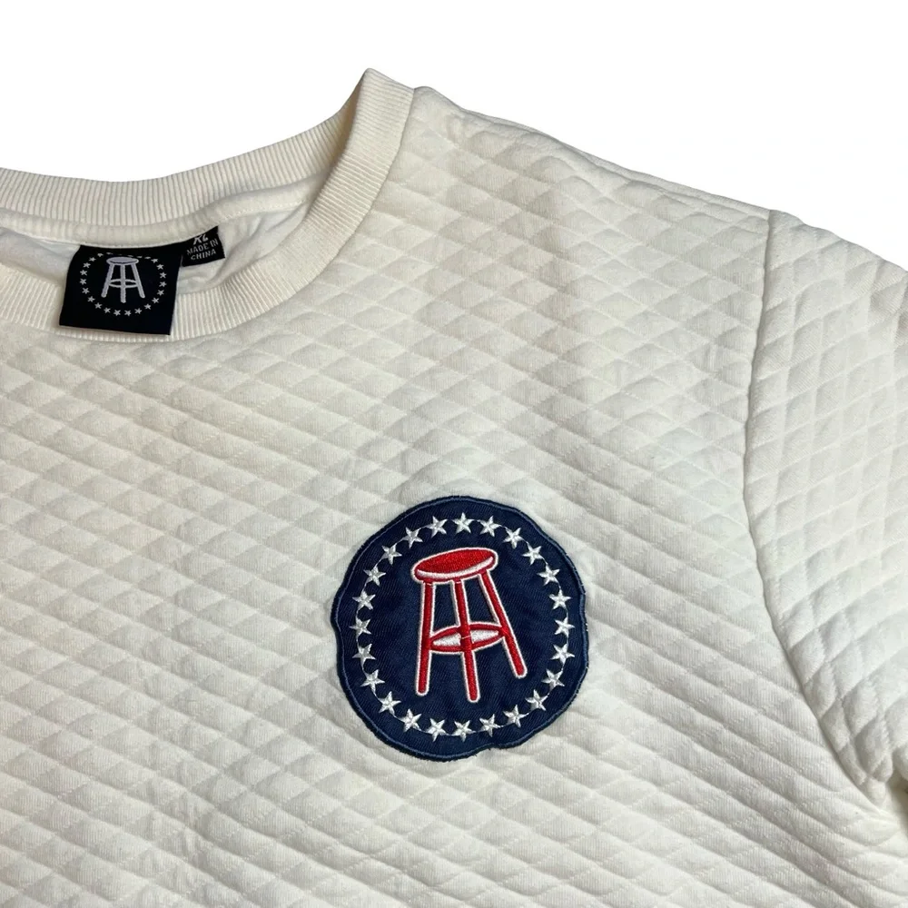 Barstool Sports Cream Quilted Crewneck Pullover Sweater XL - Picture 3 of 4